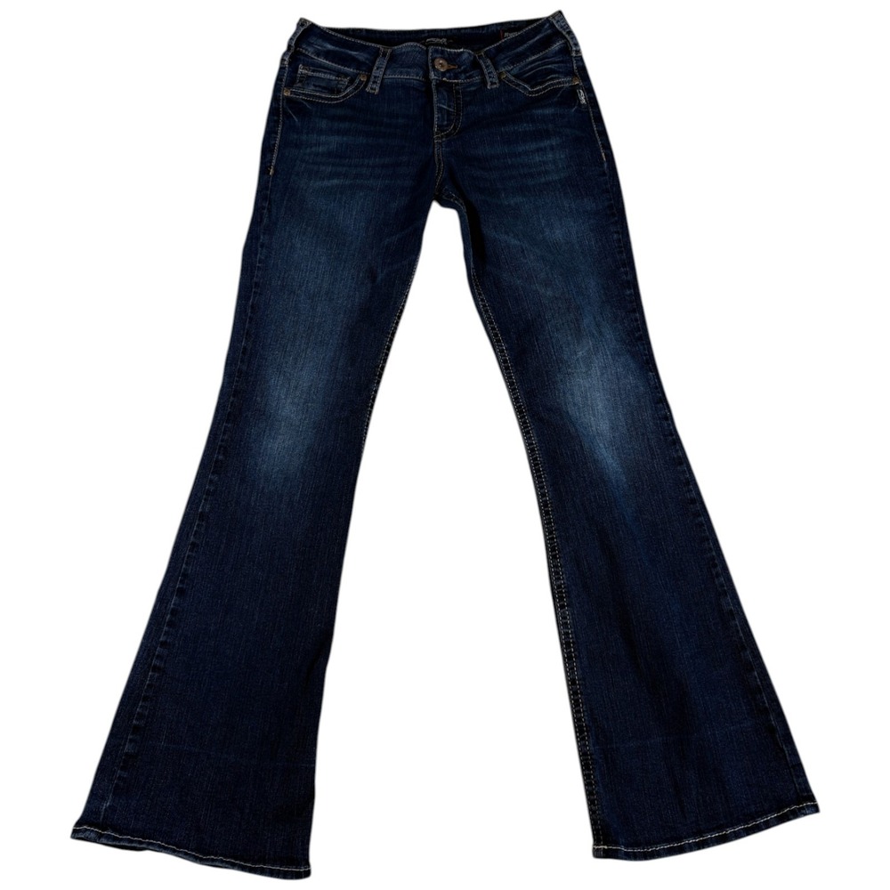 Silver Jeans Co. Suki Boot Jeans Women 32x33 Western Blue Denim Stretch Mid Rise